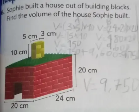 Solved: a 6. Sophie built a house out of building blocks. Find the ...