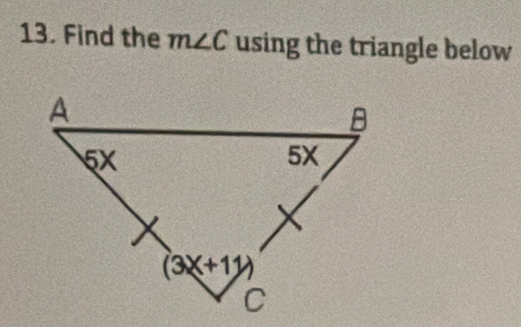 Find the m∠ C using the triangle below