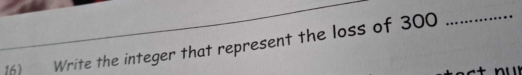 Write the integer that represent the loss of 300
_