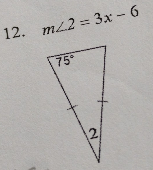 m∠ 2=3x-6