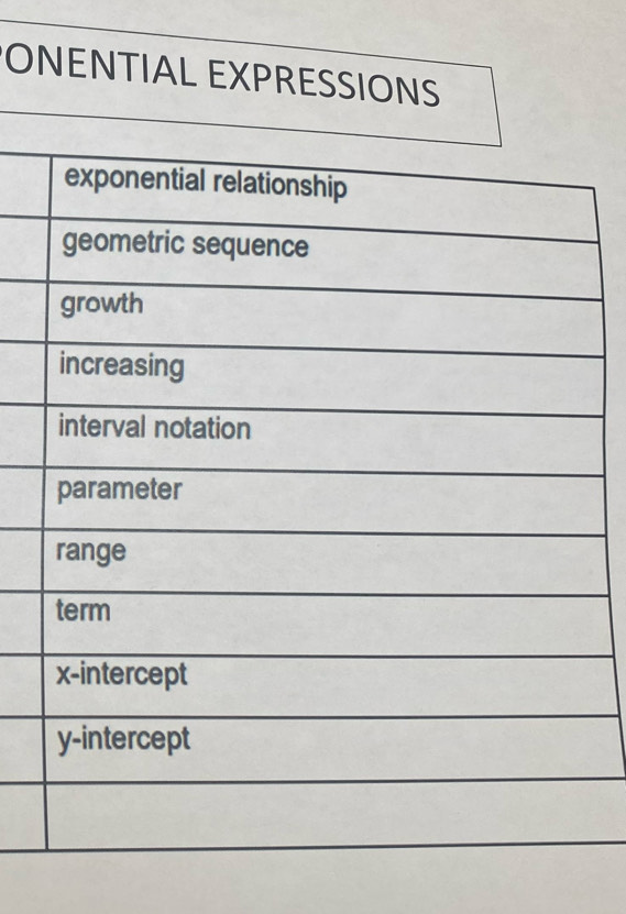 ONENTIAL EXPRESSIONS