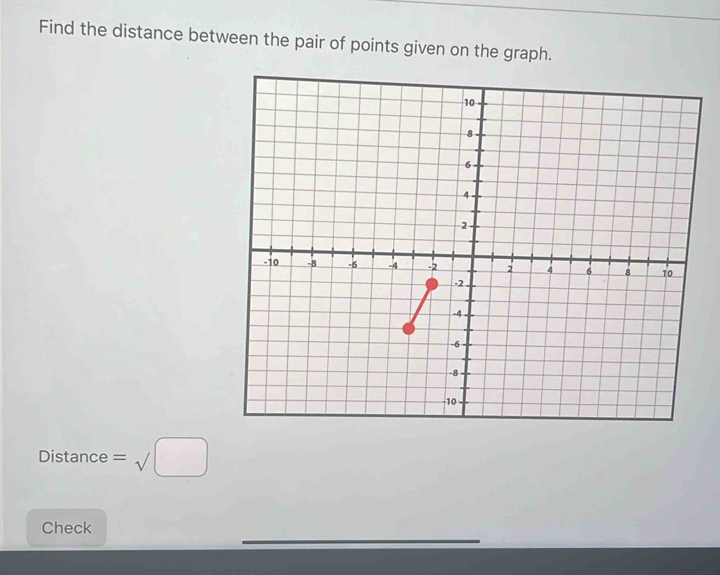 Solved: Find the distance between the pair of points given on the graph ...