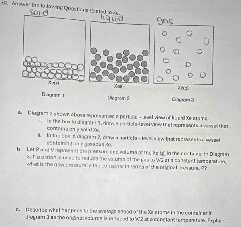 Solved: Answer the following Questions related to Xe. Xe(l) Diagram 1 ...