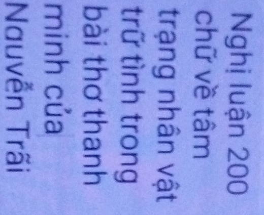 Nghị luận 200
chữ về tâm 
trạng nhân vật 
trữ tình trong 
bài thơ thanh 
minh của 
Nauvễn Trãi