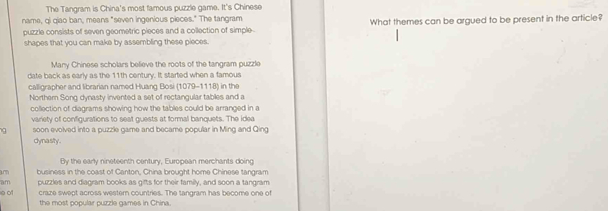 Solved: The Tangram is China's most famous puzzle game. It's Chinese ...