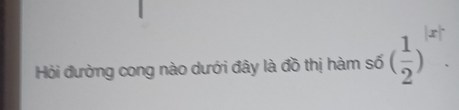 Hỏi đường cong nào dưới đây là đồ thị hàm số ( 1/2 )^|x|.