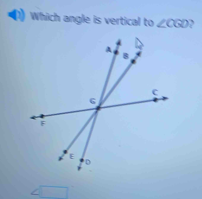 Which angle is vertical to∠ CGD