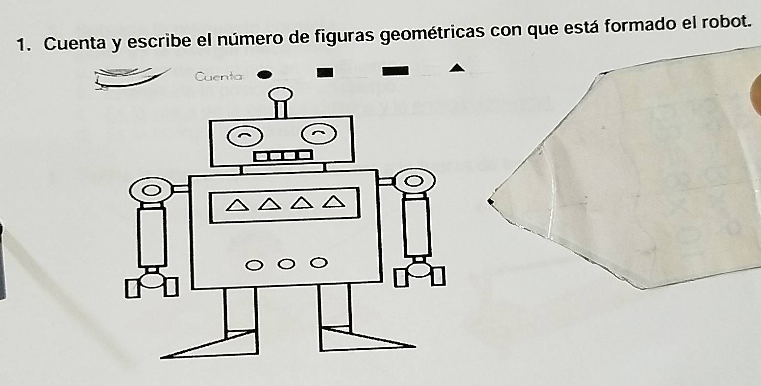 Cuenta y escribe el número de figuras geométricas con que está formado el robot.