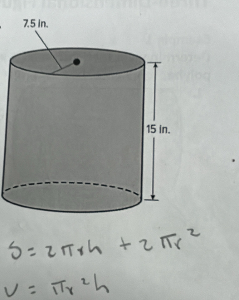 S=2π rh+2π r^2
V=π r^2h