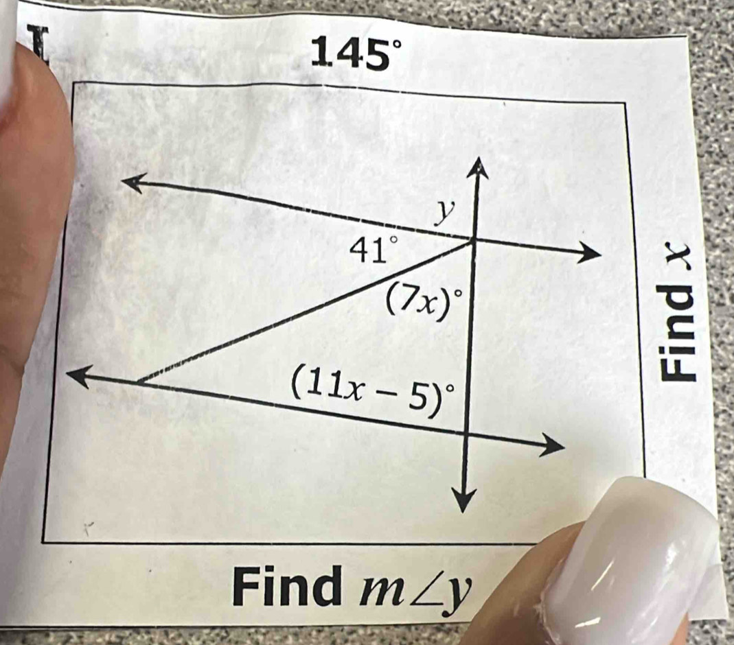 1.45°
Find m∠ y