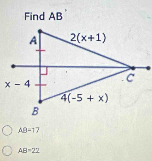 Find AB
AB=17
AB=22