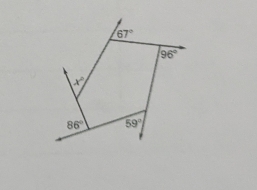 67°
96°
x°
86° 59°