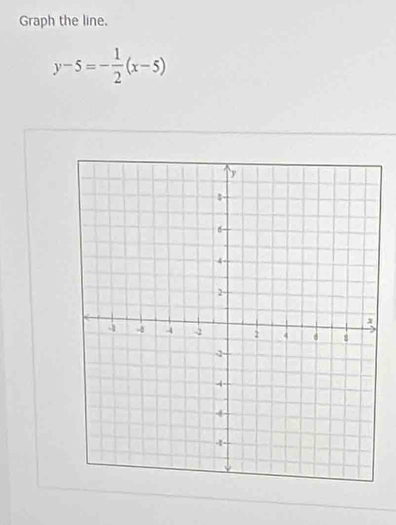 Graph the line.
y-5=- 1/2 (x-5)