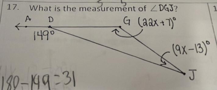 What is the measurement of ∠ 1