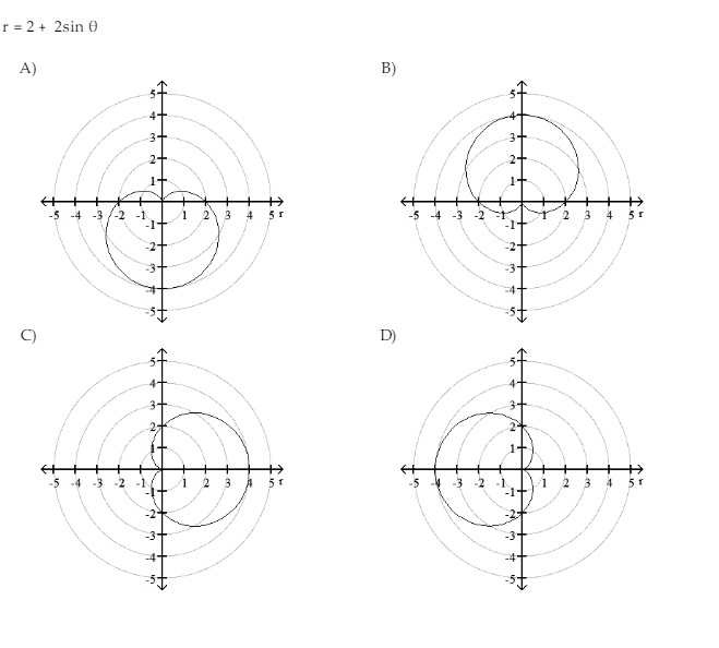 r=2+2sin θ
A) 
B) 



C 
D)