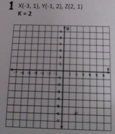 1 X(-3,1), Y(-1,2), Z(2,1)
K=2