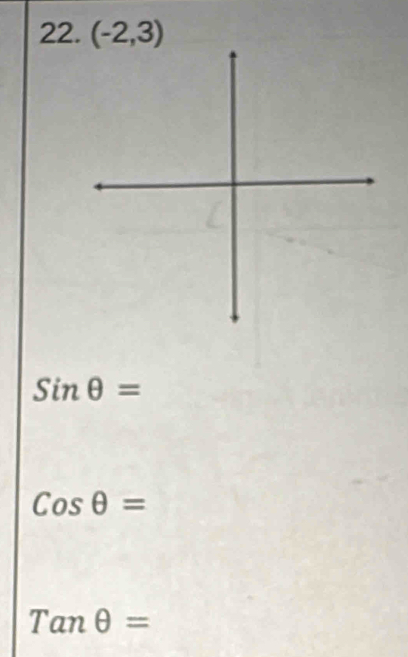 (-2,3)
Sinθ =
Cosθ =
Tanθ =