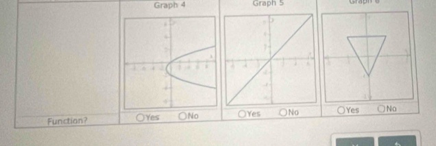 Graph 4 Graph 5
Function? ○Yes ○No ○Yes o Yes No