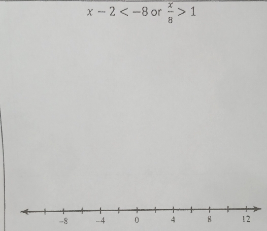 x-2 or  x/8 >1