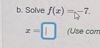 Solve f(x)=-7.
x=□ (Use com