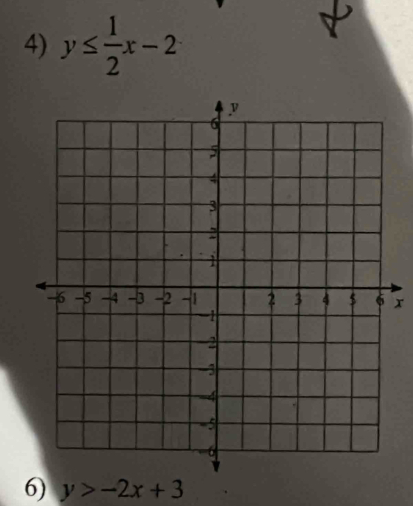 y≤  1/2 x-2
x
6) y>-2x+3