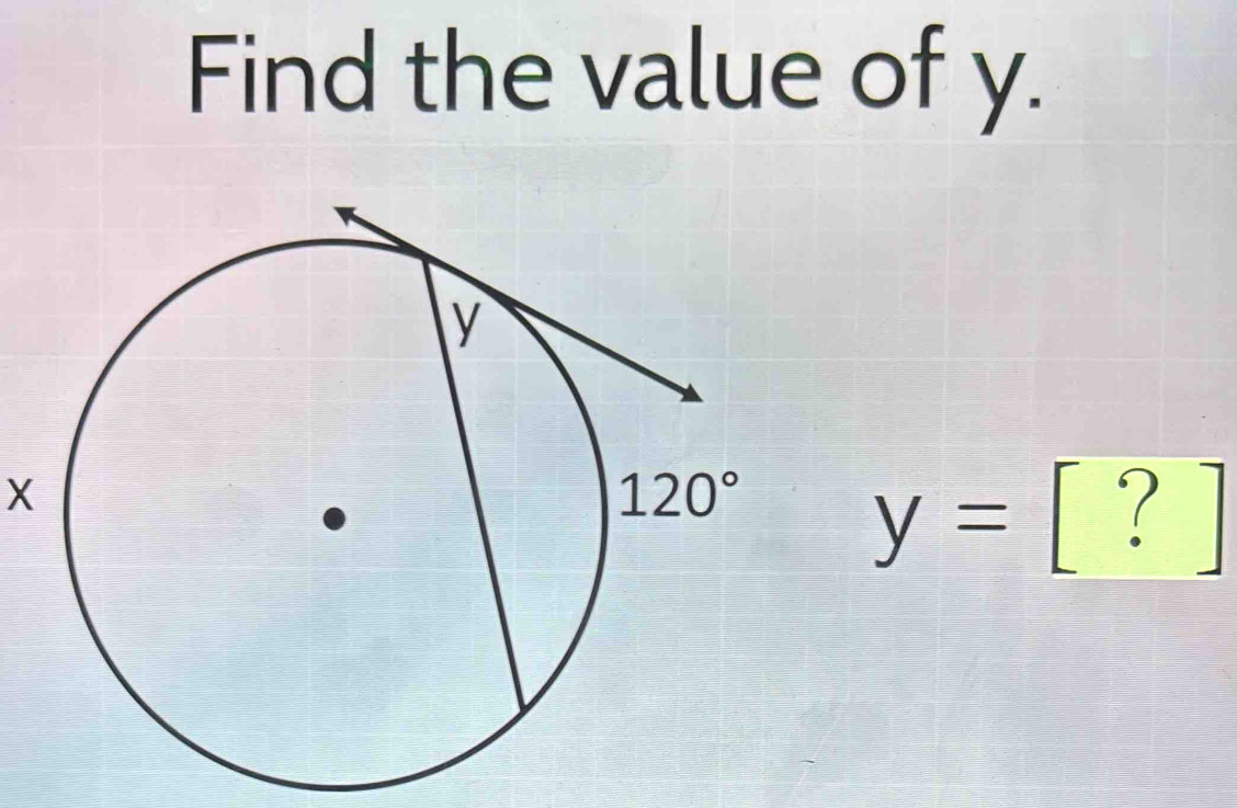 Find the value of y.
X
y= |
I. .