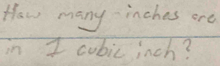 How many inches ere 
in I cubic inch?