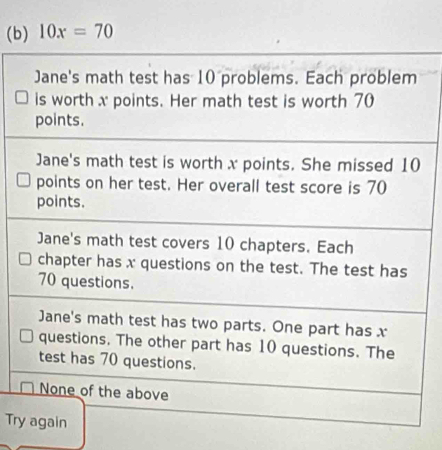 (b 10x=70
Tr