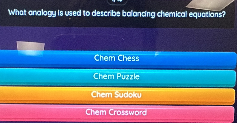 Solved: What analogy is used to describe balancing chemical equations ...