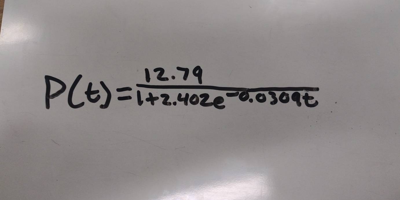 P(t)= (12.79)/1+2.402e^(-0.0309t) 