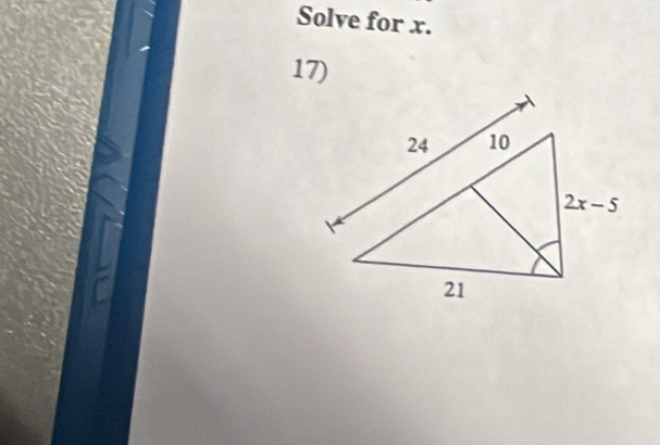 Solve for x.
17)