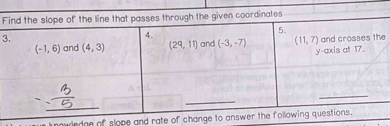 3e
owledge of slope and rate of