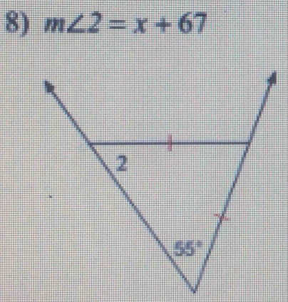 m∠ 2=x+67