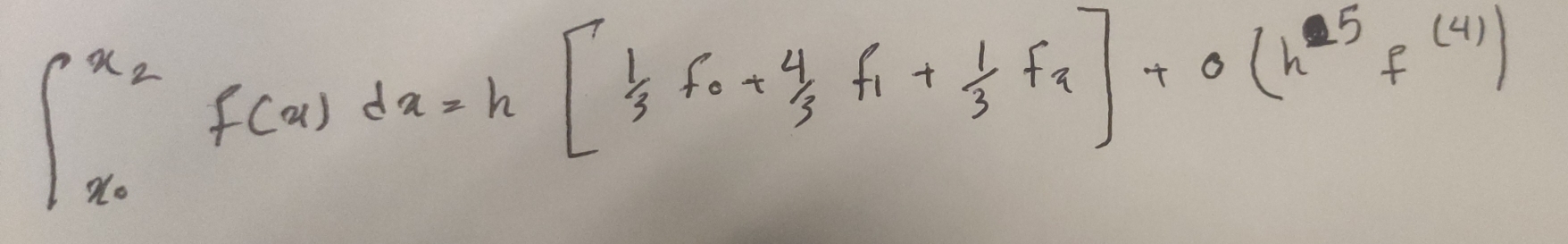 ∈t _x_0^x_2f(x)dx=hffrac _0+4/5f_1+frac 1_2f_1]+0(k^(1))