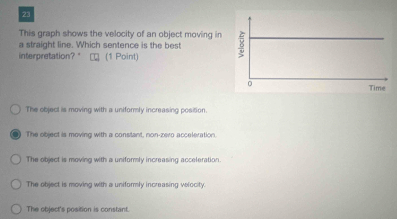 Solved: This graph shows the velocity of an object moving in a straight ...