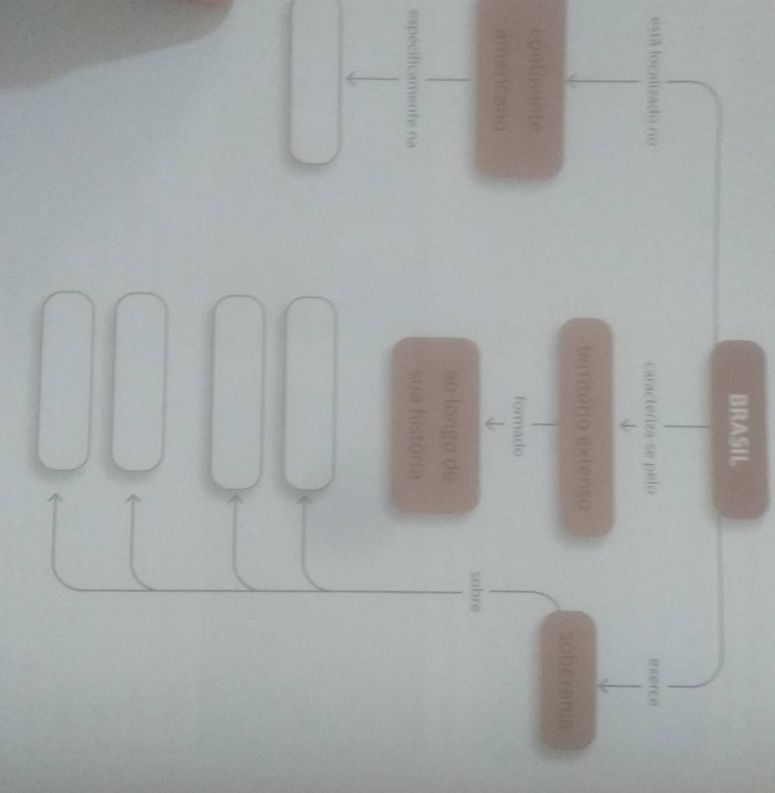 BRASIL 
está localizado no caracteriza-se pelo exerce 
território extenso 
soberania 
continente 
formado 
americano 
sobre 
ao longó de 
especificamente na sua história