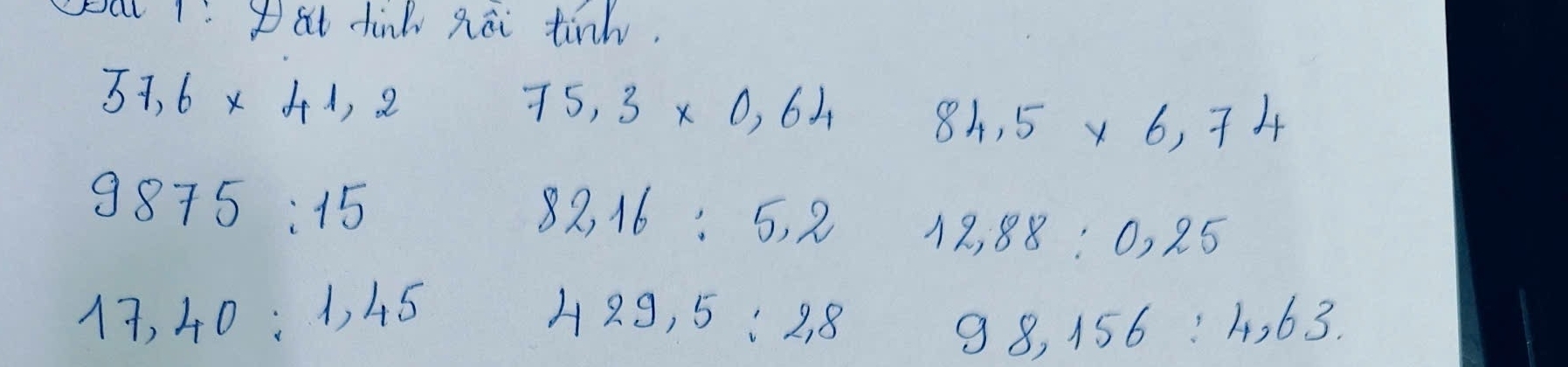 oll 1: Pat dink hai tinh.
37.6* 41.2
75.3* 0.64
84.5* 6.74
9875:15
82, 16:5.2 12,88:0,25
17, 40:1, 45
H 29.5:2,8
98, 156:4,63.