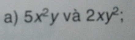 5x^2y và 2xy^2;