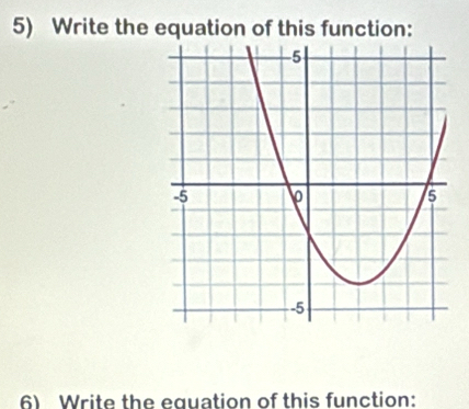 Write the equation of this function: 
6) Write the equation of this function: