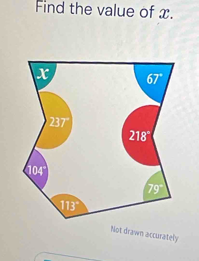 Find the value of x.
Not drawn accurately