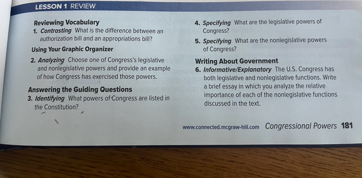 Gelöst:LESSON 1 REVIEW Reviewing Vocabulary 4. Specifying What are the ...
