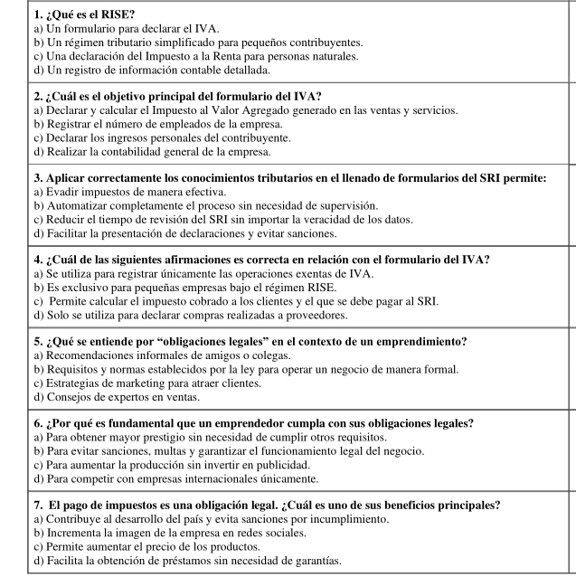 ¿Qué es el RISE?
a) Un formulario para declarar el IVA.
d) Facilita la obtención de préstamos sin necesidad de garantías.