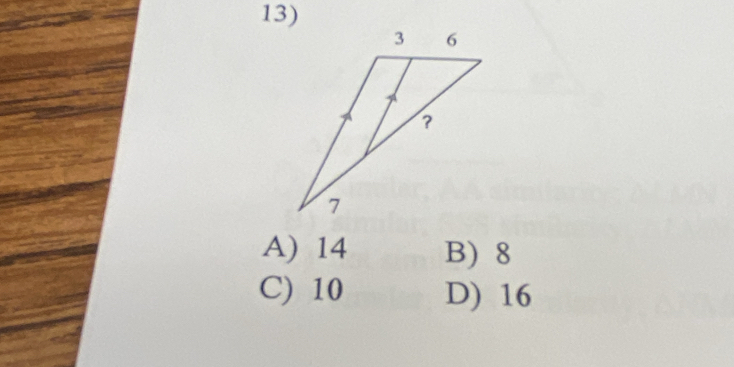 A) 14 B) 8
C) 10 D) 16