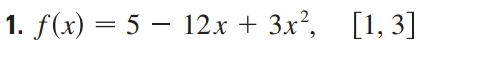 f(x)=5-12x+3x^2,[1,3]