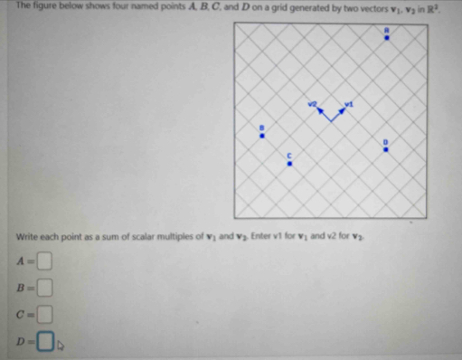 Solved: The figure below shows four named points A, B, C, and D on a ...