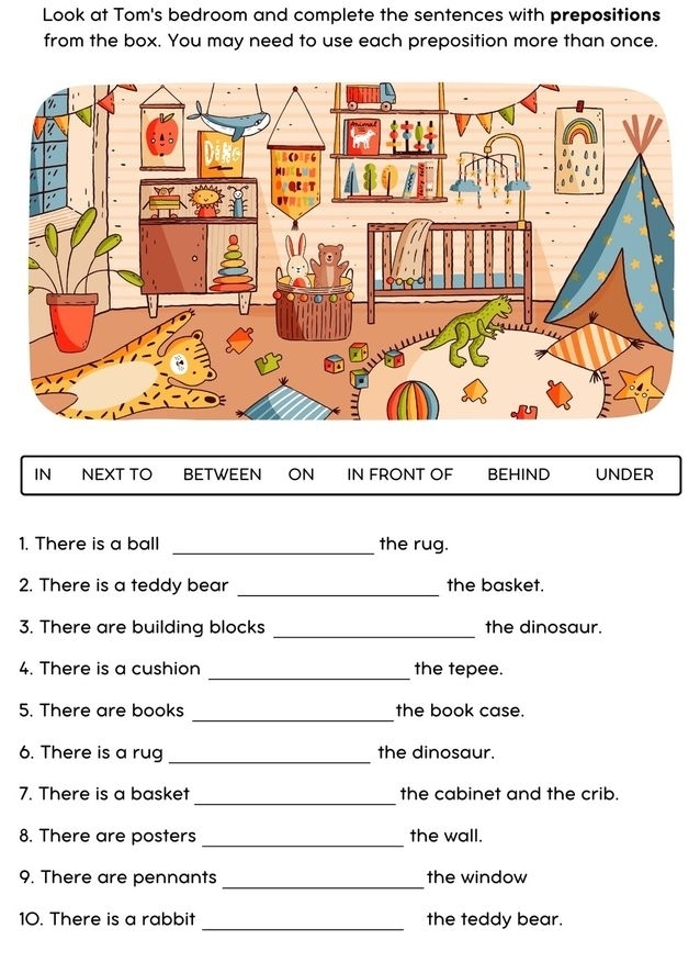 Resuelto:Look at Tom's bedroom and complete the sentences with ...