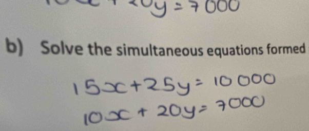 Solve the simultaneous equations formed