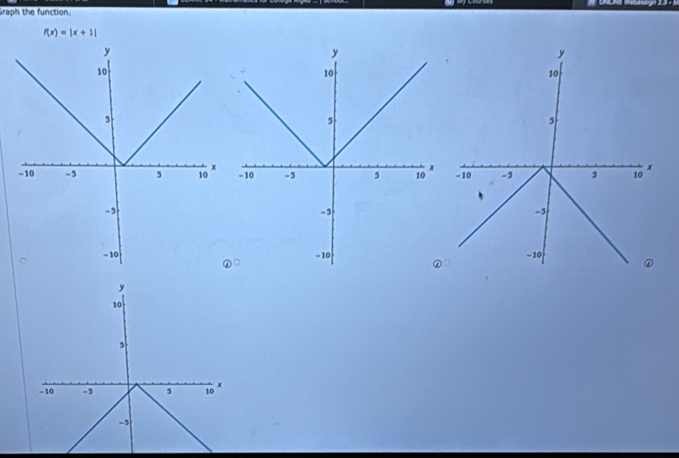 Graph the function.
f(x)=|x+1|