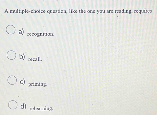 Solved: A multiple-choice question, like the one you are reading ...