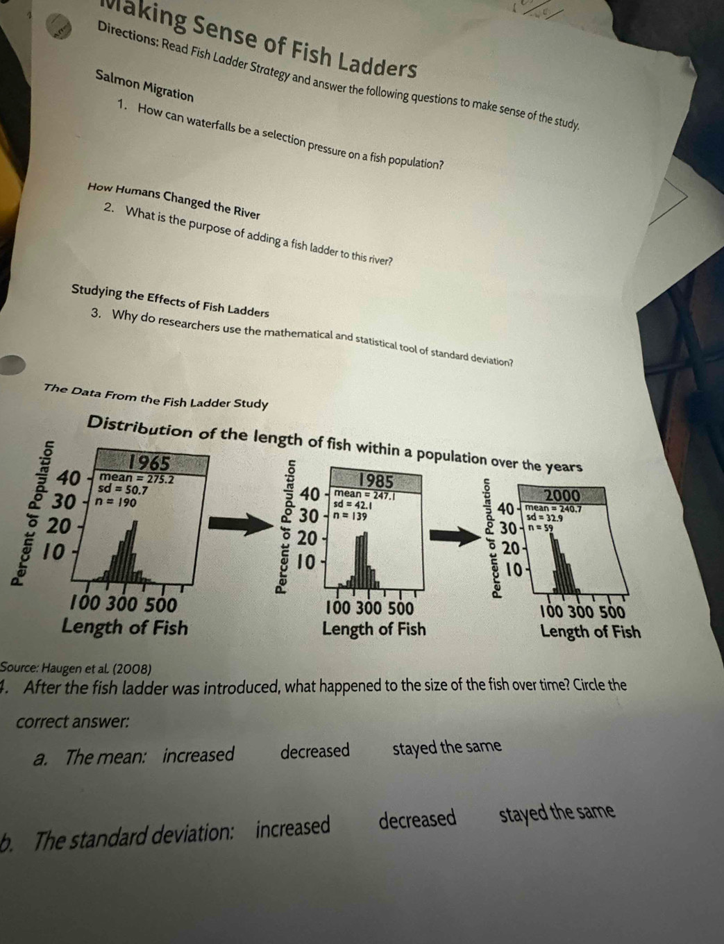 Solved: Making Sense of Fish Ladders Directions: Read Fish Ladder ...